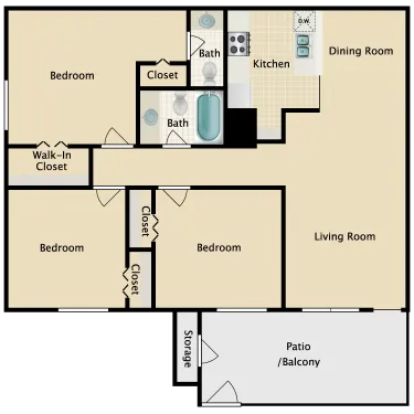 The Pines Apartments Floorplan 3