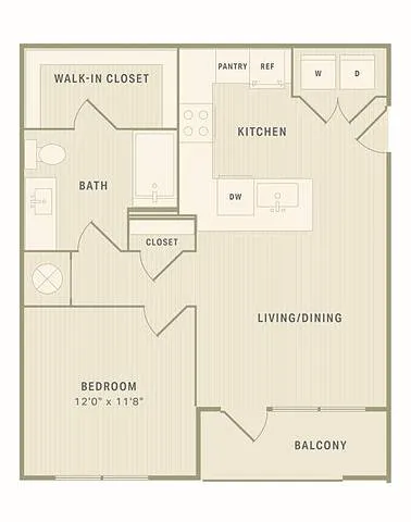 The Ryon Apartments Houston Apartment Floor Plan 1