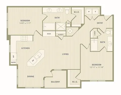 The Ryon Apartments Houston Apartment Floor Plan 10