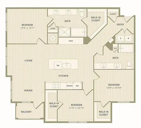 The Ryon Apartments Houston Apartment Floor Plan 11