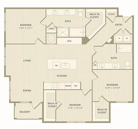 The Ryon Apartments Houston Apartment Floor Plan 12