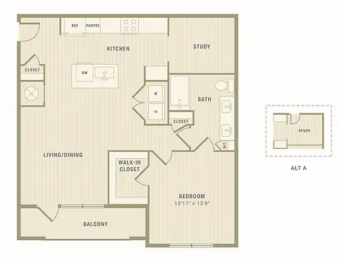 The Ryon Apartments Houston Apartment Floor Plan 6