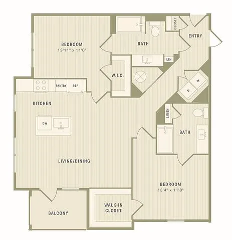 The Ryon Apartments Houston Apartment Floor Plan 9