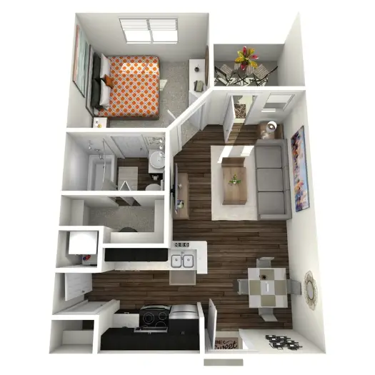 The Viv on West Dallas Houston Apartment Floor Plan 1