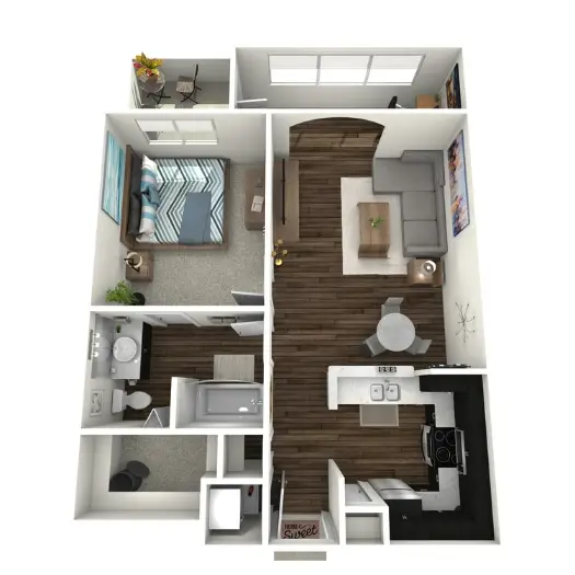 The Viv on West Dallas Houston Apartment Floor Plan 4