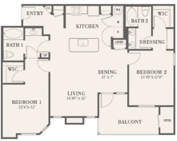 The Waterford at Summer Park Houston Apartments Floor Plan 10