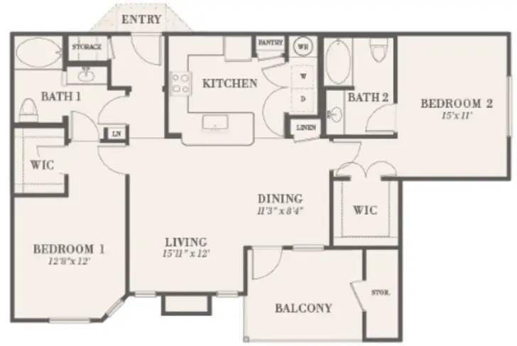 The Waterford at Summer Park Houston Apartments Floor Plan 11