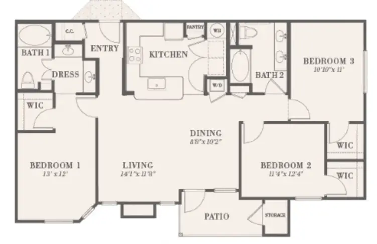 The Waterford at Summer Park Houston Apartments Floor Plan 12