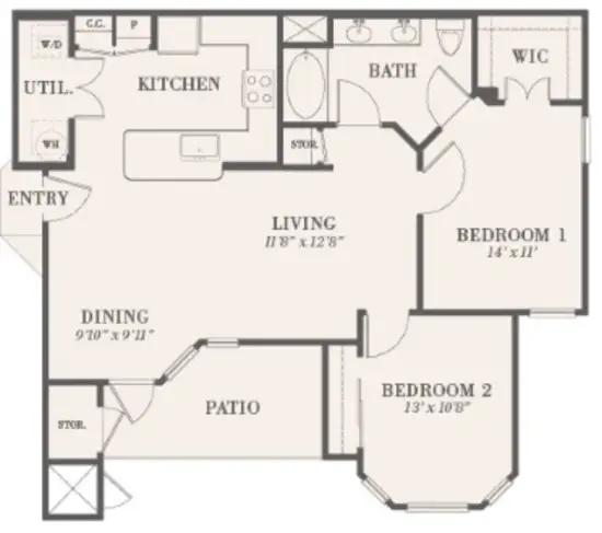 The Waterford at Summer Park Houston Apartments Floor Plan 7