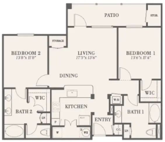 The Waterford at Summer Park Houston Apartments Floor Plan 9