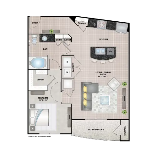 Upper Kirby Apartments (Richmond Ave) Houston Apartment Floor Plan 4