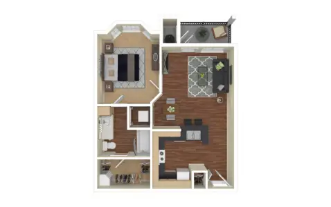 Whitney at The Heights Houston Apartment Floor Plan 1