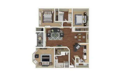 Whitney at The Heights Houston Apartment Floor Plan 13