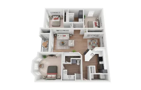 Whitney at The Heights Houston Apartment Floor Plan 14