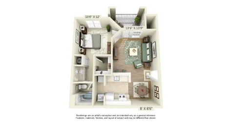 Ariana Cypress Estates Houston Apartment Floor Plan 1