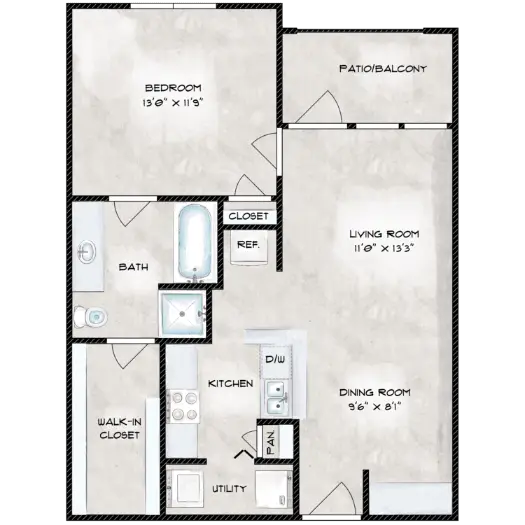 Carriage Crossing Apartments Waller Houston Apartment Floor Plan 1