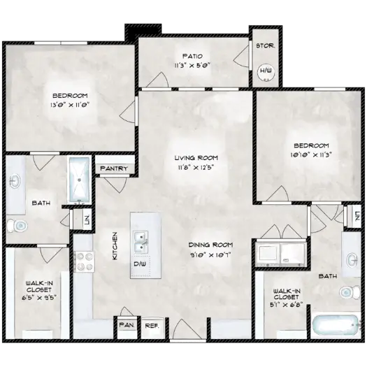 Carriage Crossing Apartments Waller Houston Apartment Floor Plan 2