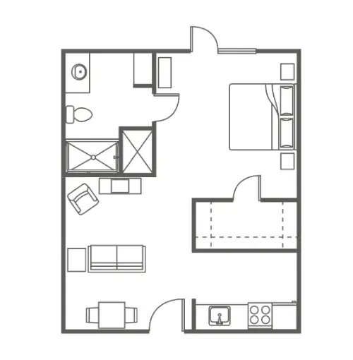 Carriage Inn Conroe Houston Apartment Floor Plan 1