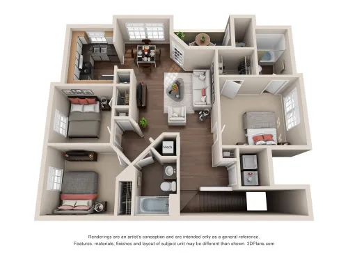 Crossings at Cherry Houston Apartment Floor Plan 3