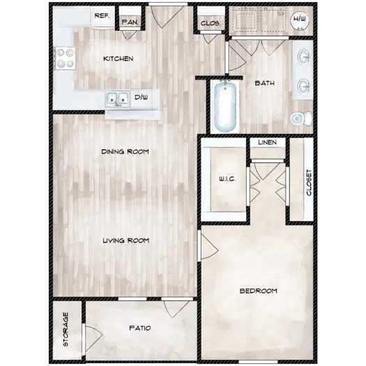 Knightsbridge Senior Apartments Houston Apartment Floor plan 1