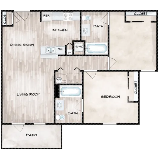 Knightsbridge Senior Apartments Houston Apartment Floor plan 2