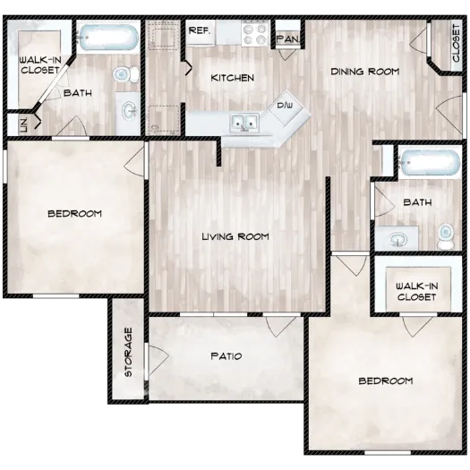 Knightsbridge Senior Apartments Houston Apartment Floor plan 4