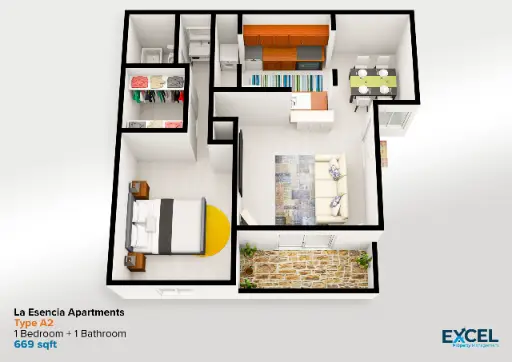 La Esencia Apartments Houston Floor Plan 2