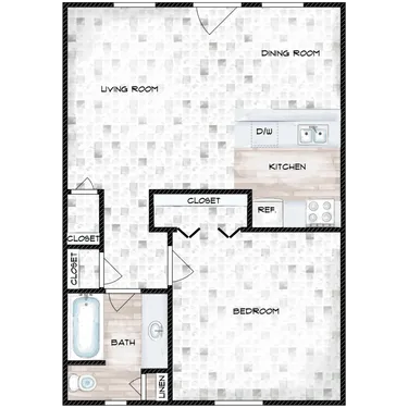 Las Plazas Apartments FloorPlan 1