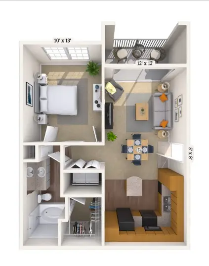 MAA Fall Creek Houston Apartment Floor Plan 1