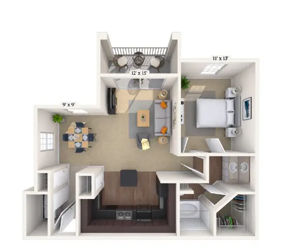 MAA Fall Creek Houston Apartment Floor Plan 3