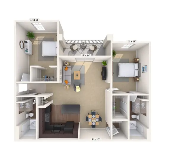 MAA Fall Creek Houston Apartment Floor Plan 6