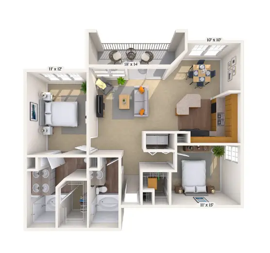 MAA Fall Creek Houston Apartment Floor Plan 7