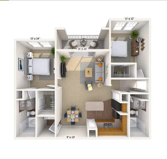 MAA Fall Creek Houston Apartment Floor Plan 8