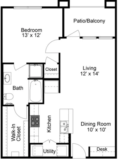 Palisades of Inwood Houston Apartment Floor Plan 1