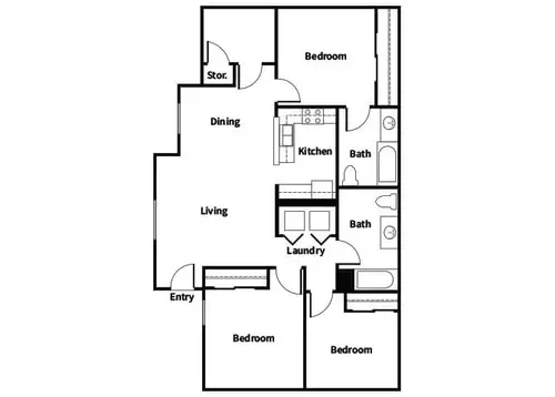 Park Village Apartments Floorplan 3