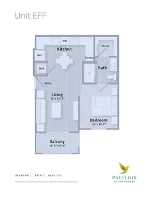 Pavilion at The Groves Houston apartment Floorplan 1