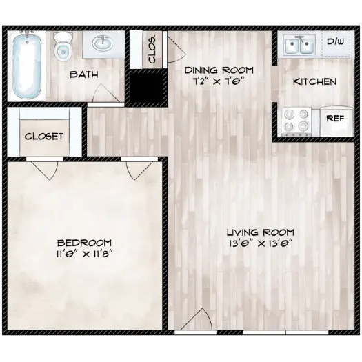 Pines at Humble Park Houston Apartment Floor Plan 1