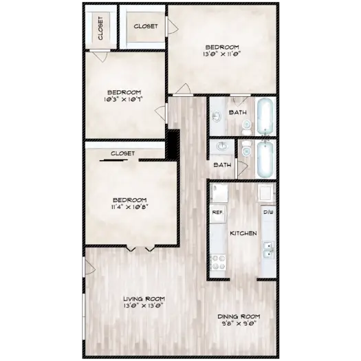 Pines at Humble Park Houston Apartment Floor Plan 6