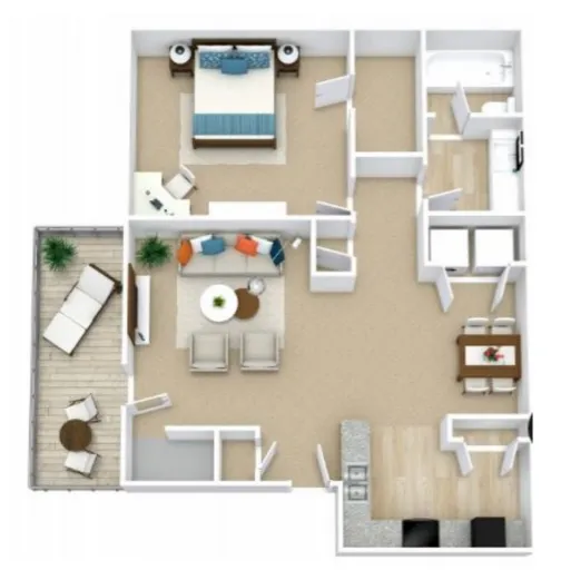 Porterwood Apartments Houston Floor Plan 1