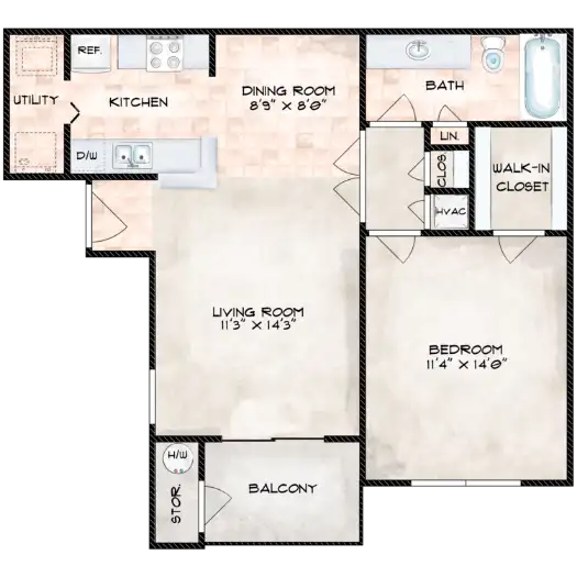 Riverwalk Apartment Floorplan 3