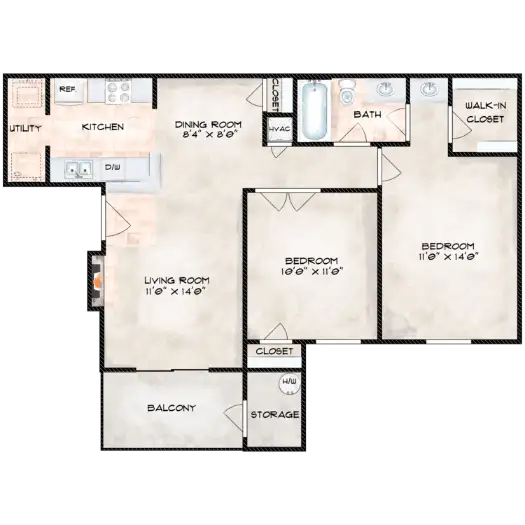 Riverwalk Apartment Floorplan 5