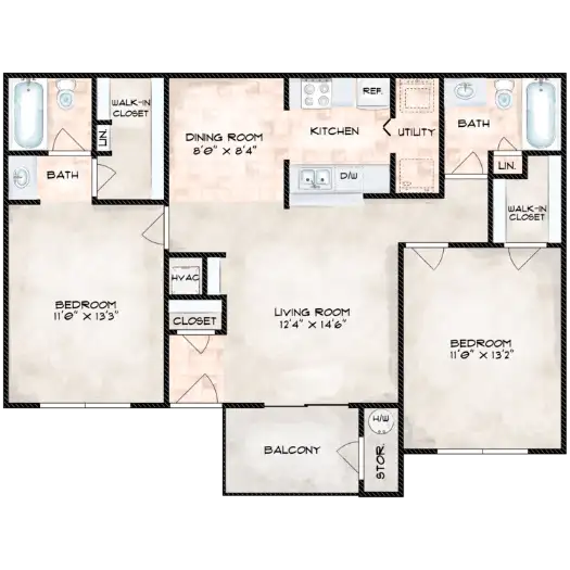 Riverwalk Apartment Floorplan 6