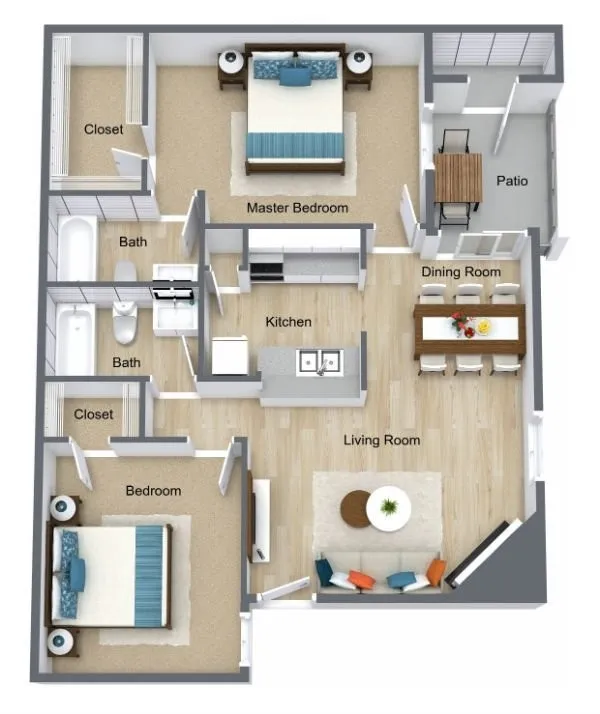 Steepleway Downs Houston Apartments Floor plan 3