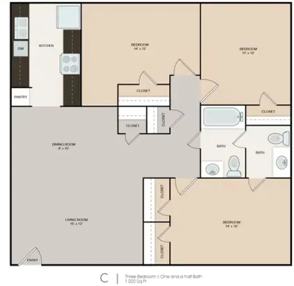 The Avenue Apartments Floorplan 3