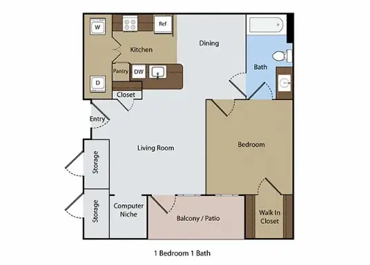 The Lakes at Cypresswood Houston Apartment Floor Plan 1