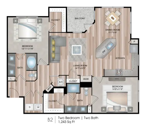 The Madison at City Place Houston Apartment Floor Plan 5