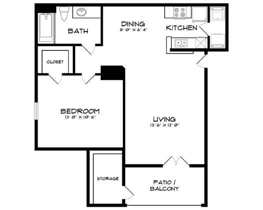 The Oaks of Kingwood Houston Apartment Floor Plan 1