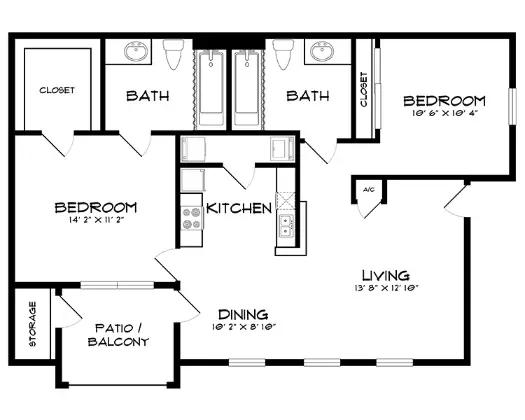 The Oaks of Kingwood Houston Apartment Floor Plan 3