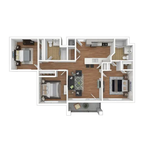 The Residences at Arbor Oaks Houston Apartment Floor Plan 2