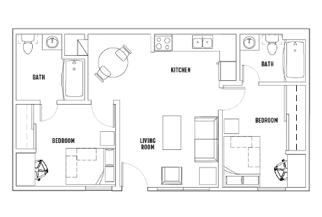 University Village at Prairie View Houston Apartments Floor Plan 1